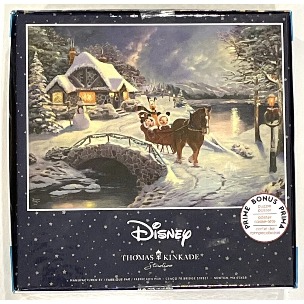 Thomas Kinkade DISNEY Mickey and‎ Minnie Evening Sleigh Ride Holiday Puzzle